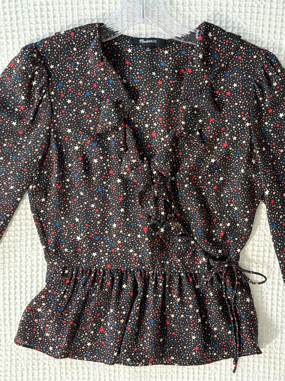 Madewell Women’s Black Star-Print Wrap Top D
